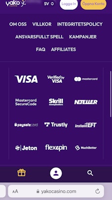 Yako Casino betalningsmetoder