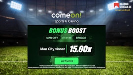 Oddsboost ComeOn Bettingstugan - Man City vs Club Brugge Champions League oddsboost kampanj
